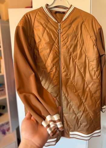 Kadın Parlak Kahverengi Midi Mont - Görsel 2