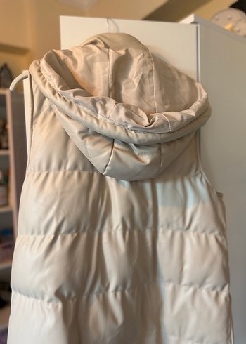 Bej Deri Kapüşonlu Düğmeli Kadın Yelek - Görsel 5