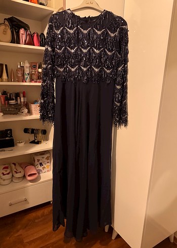 Uzun lavivert Gotik Kadın Abiye Elbise - Görsel 2