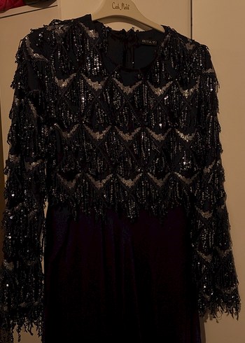 Uzun lavivert Gotik Kadın Abiye Elbise - Görsel 5