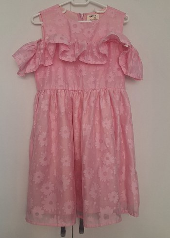 Koton Kids Pembe Çiçekli Fırfırlı Kız Elbisesi