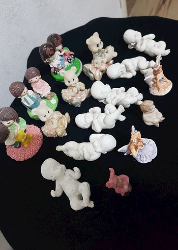 American Vintage Beyaz ve Pastel Renkli Mini biblolar 16 adet