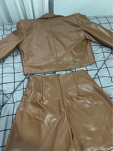 deri blazer ceket etek takim - Görsel 6