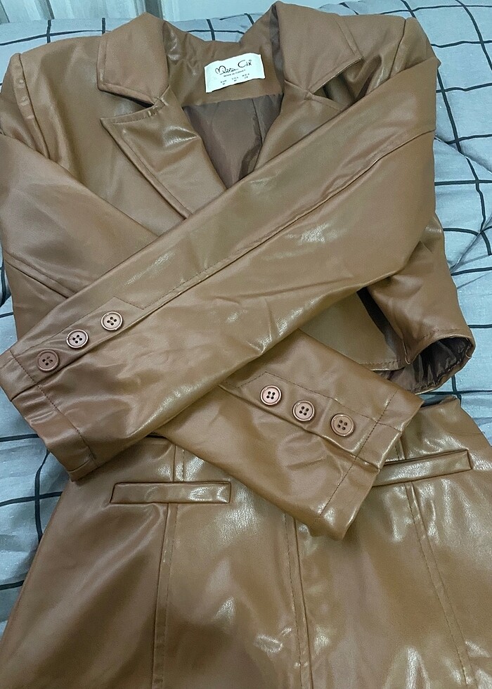 deri blazer ceket etek takim - Görsel 4