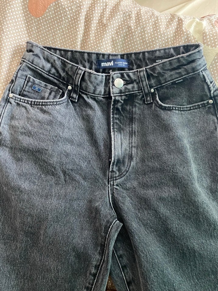 mavi siyah eskitme new york model pantalon - Görsel 3