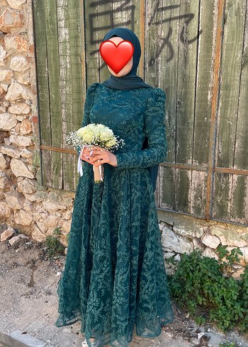 Uzun Yeşil Bohem Kadın abiye Elbisesi - Görsel 3