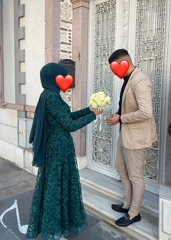 Uzun Yeşil Bohem Kadın abiye Elbisesi - Görsel 5