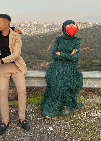 Uzun Yeşil Bohem Kadın abiye Elbisesi - Görsel 4