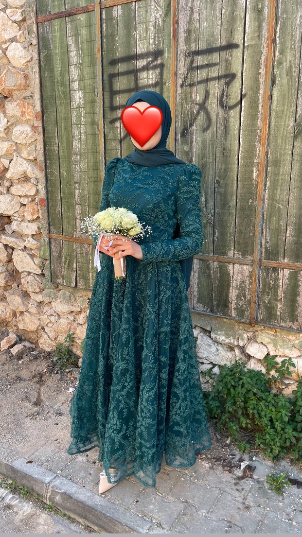 Uzun Yeşil Bohem Kadın abiye Elbisesi - Görsel 3