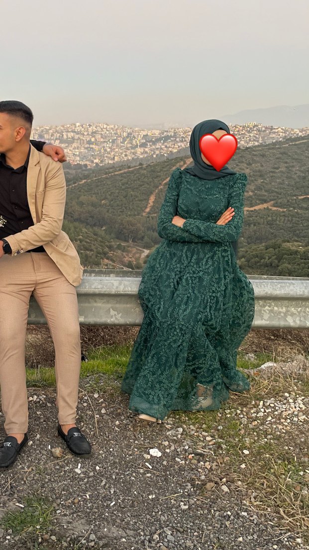 Uzun Yeşil Bohem Kadın abiye Elbisesi - Görsel 4