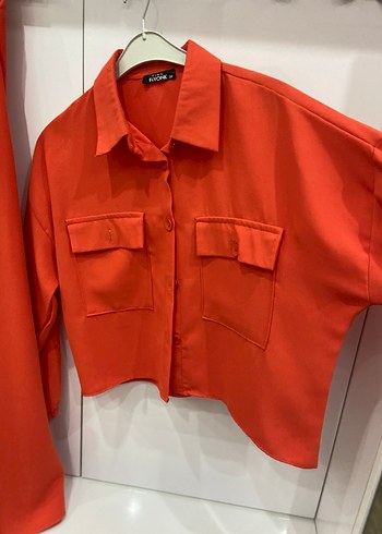 Düğmeli Kadın Gömlek takım etekli - Görsel 2