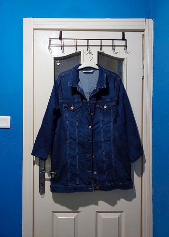 Kadın Lacivert Düğmeli Denim Ceket