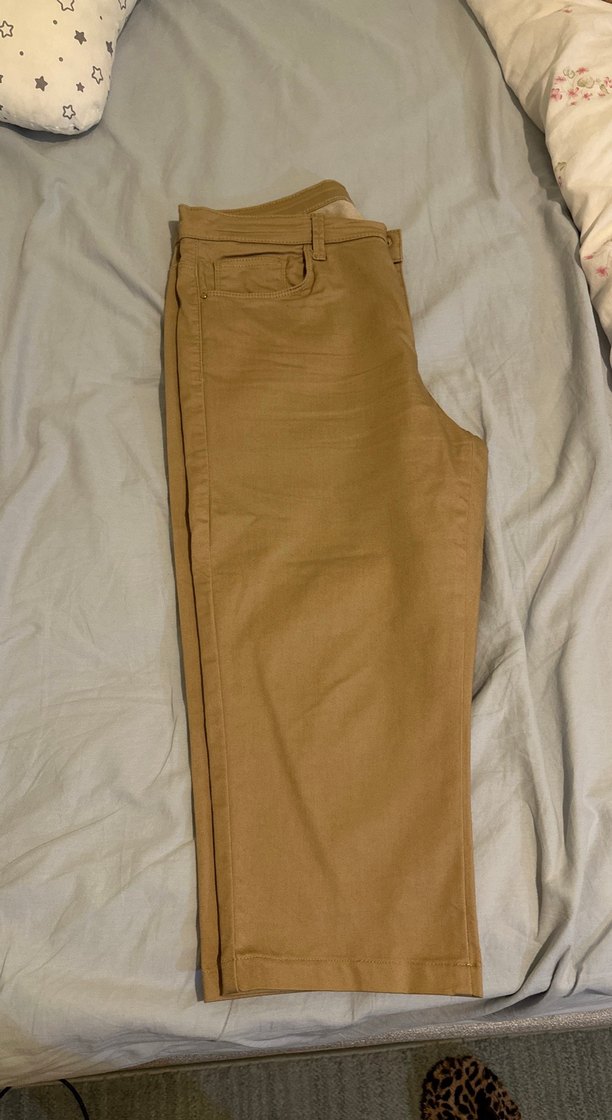 Bej Midi likralı Kumaş Kadın Pantolon - Görsel 2