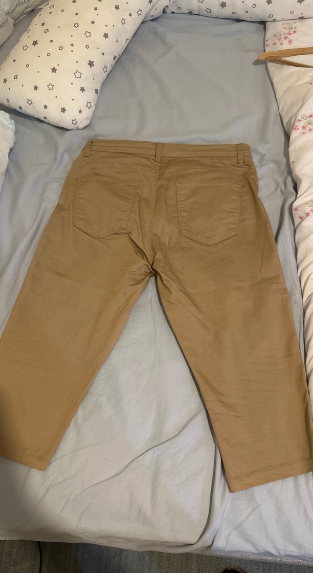 Bej Midi likralı Kumaş Kadın Pantolon - Görsel 3