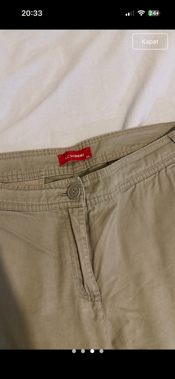 Bej Rahat Kesim Keten Kumaş Kadın kapri - Görsel 3