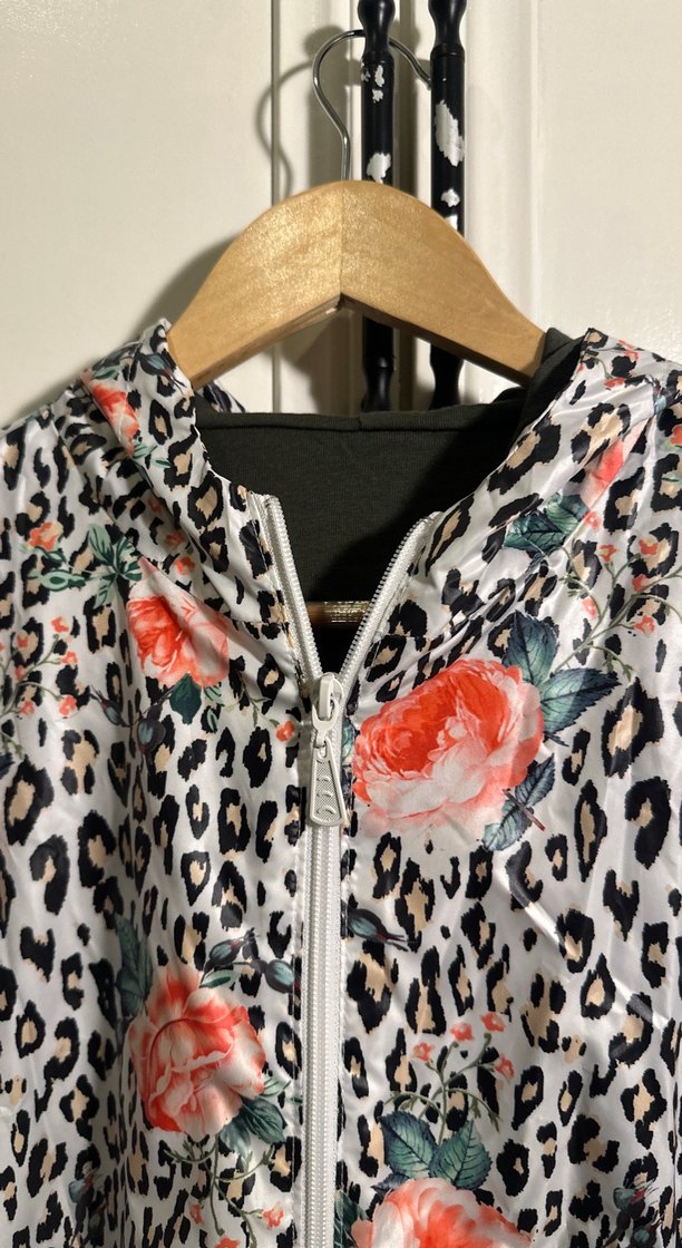 Çiçek ve Leopar Desenli Kadın Ceket - Görsel 2