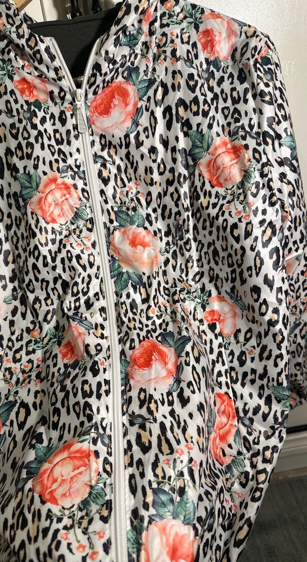 Çiçek ve Leopar Desenli Kadın Ceket - Görsel 3