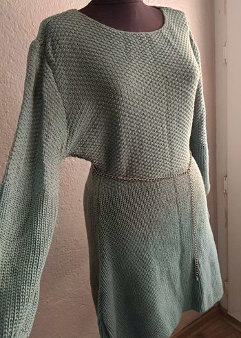 Salaş Kesim Midi Triko Elbise - Görsel 5