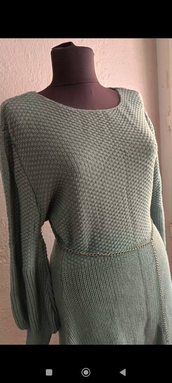 Salaş Kesim Midi Triko Elbise - Görsel 4