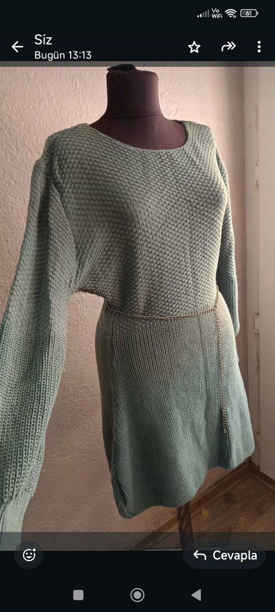 Salaş Kesim Midi Triko Elbise - Görsel 5