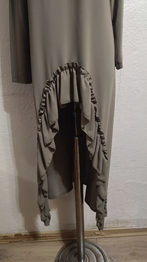 Gri Kadın Uzun Salaş Elbise - Görsel 4