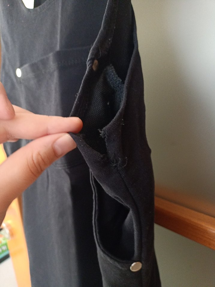 Siyah Denim Midi Kısa Tulum - Görsel 3