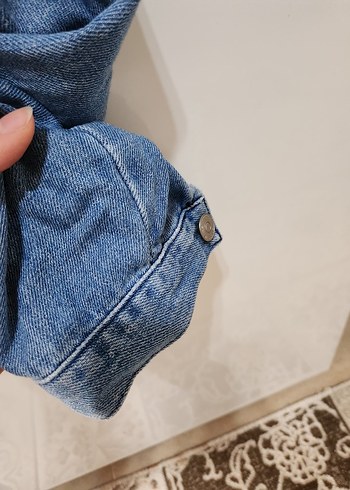 Düğmeli Mavi Denim Kadın Ceket - Görsel 3