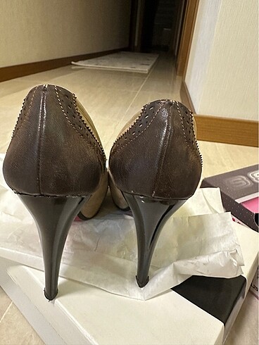 kahverengi platform topuklu ayakkabı - Görsel 5