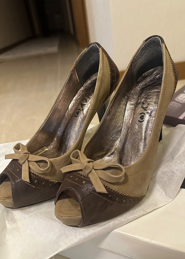 kahverengi platform topuklu ayakkabı - Görsel 2