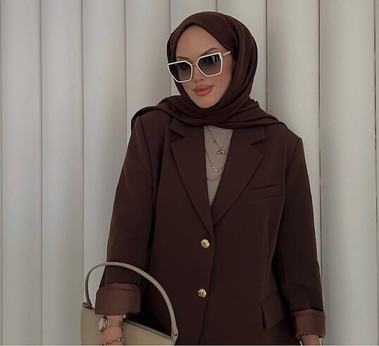 Diğer Acı kahve blazer ikili takım
