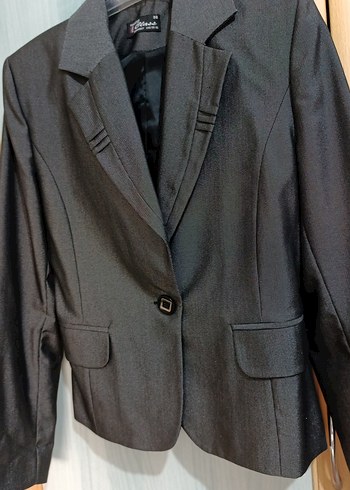 Klasik koyu gri Kadın ceket etek takım - Görsel 4