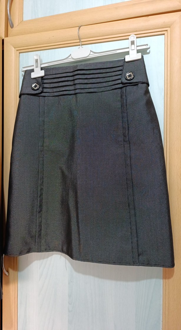 Klasik koyu gri Kadın ceket etek takım - Görsel 3