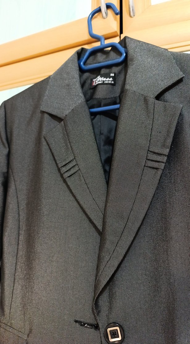 Klasik koyu gri Kadın ceket etek takım - Görsel 2