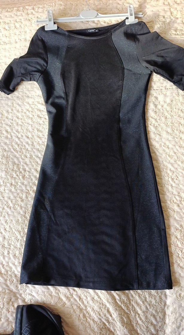 Siyah Kadın dar kesim,Midi polyester,Elbise - Görsel 2