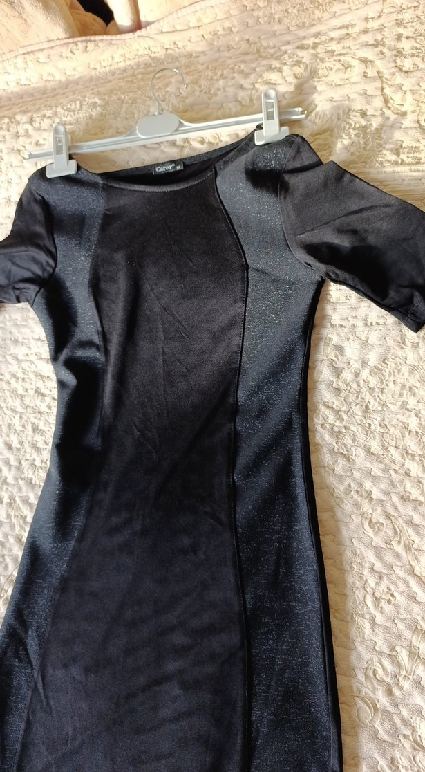 Siyah Kadın dar kesim,Midi polyester,Elbise - Görsel 3