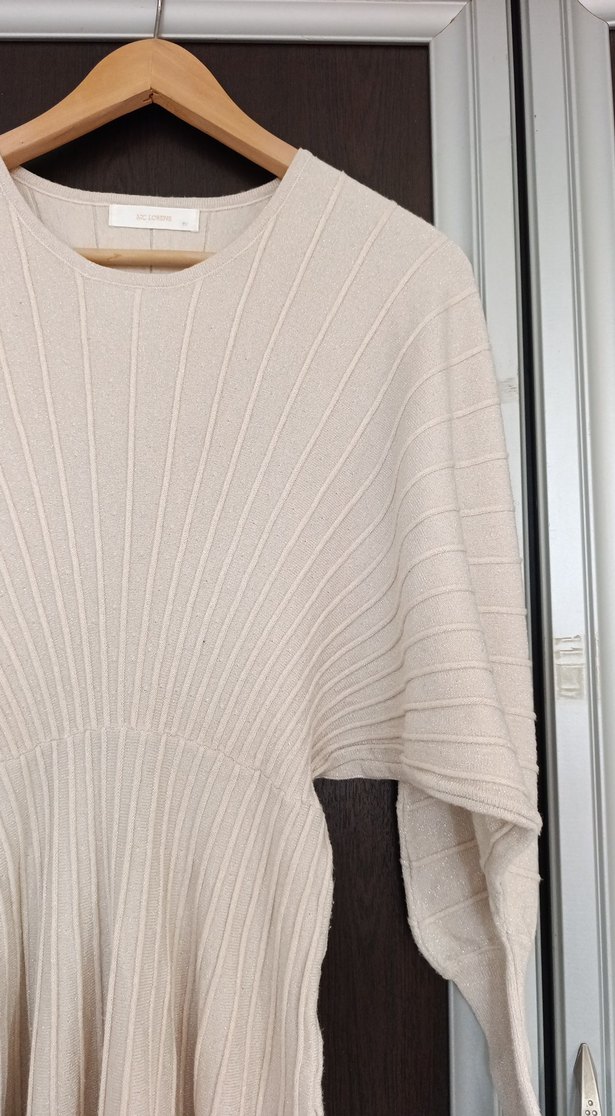 Bej Pilili triko Avrupa ürün,Kadın elbise - Görsel 3