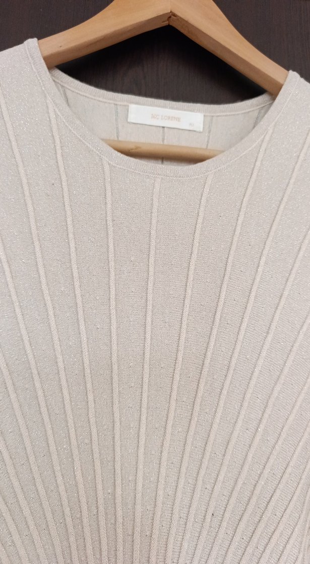 Bej Pilili triko Avrupa ürün,Kadın elbise - Görsel 4