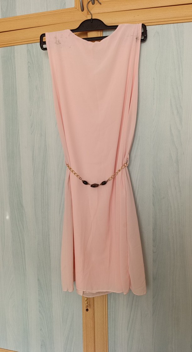 Pembe , Zincir Detaylı abiye Elbise - Görsel 2