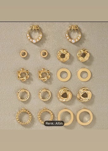 Diğer 9 ÇİFT ZARİF GOLD KÜPE SET