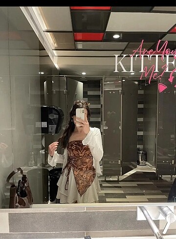 m Beden kahverengi Renk kahve çeşitli desenli asimetrik top