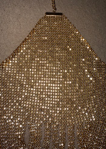 Parlak Altın FULL TAŞLI Askılı Bustiyer - Görsel 3