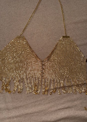 Parlak Altın FULL TAŞLI Askılı Bustiyer - Görsel 2