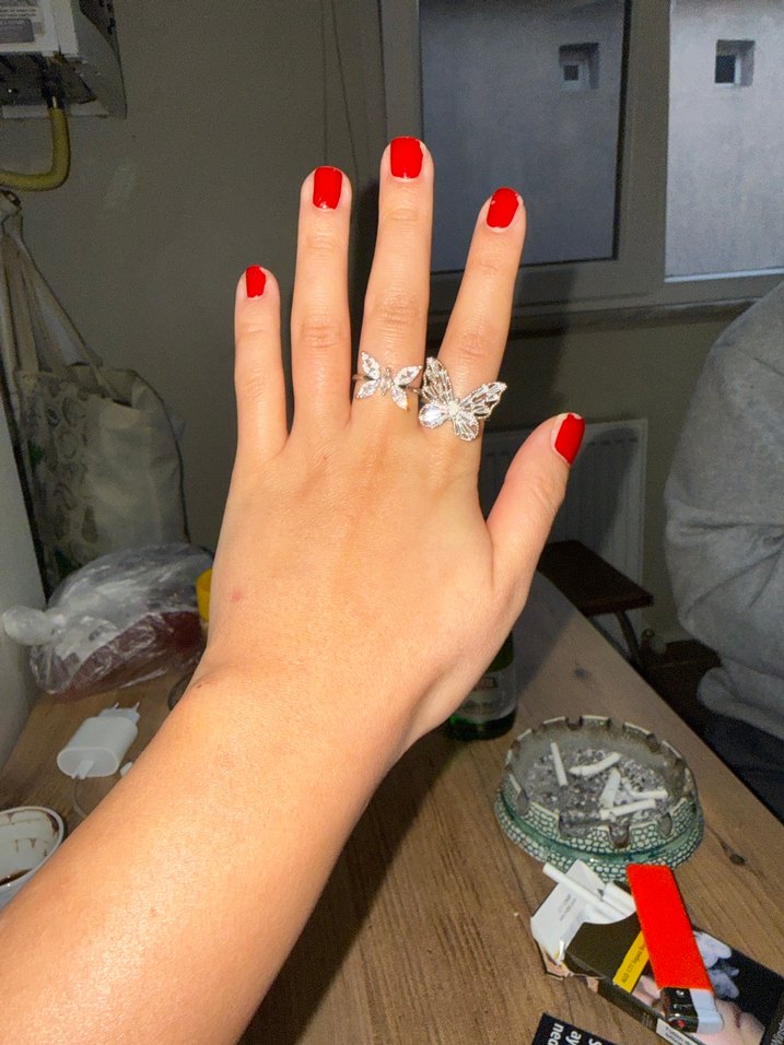 İki Adet Parlak Taşlı Kelebek Yüzük - Görsel 5