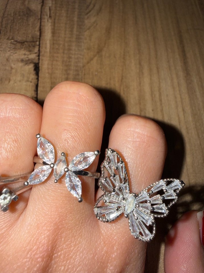 İki Adet Parlak Taşlı Kelebek Yüzük - Görsel 4