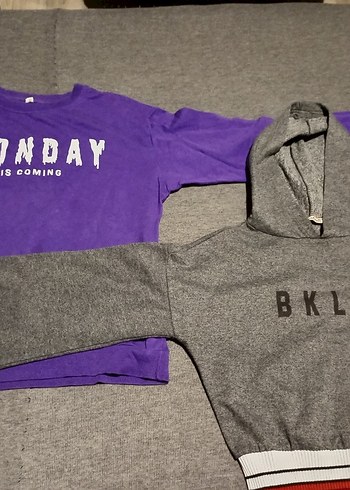 Kızlar için Uzun Kollu Mor Sweatshirt