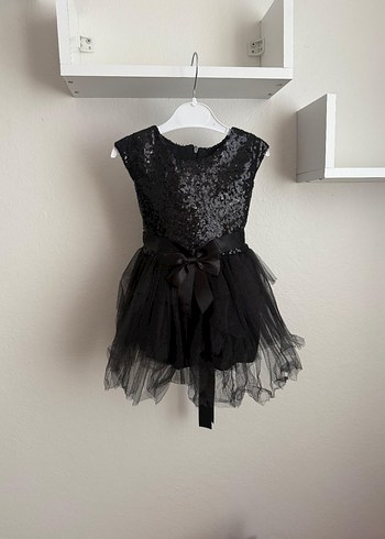 18-24 Ay Beden Kız Çocuk Siyah Gotik Nakışlı Abiye Elbise 300 tl