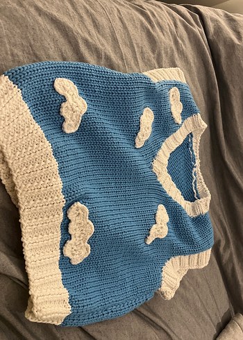 Mavi Bulut Desenli Erkek Çocuk Süveter - Görsel 4