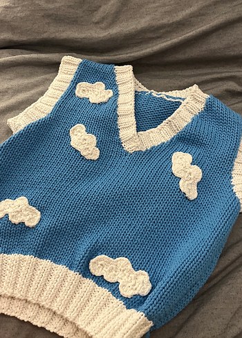 Mavi Bulut Desenli Erkek Çocuk Süveter - Görsel 2