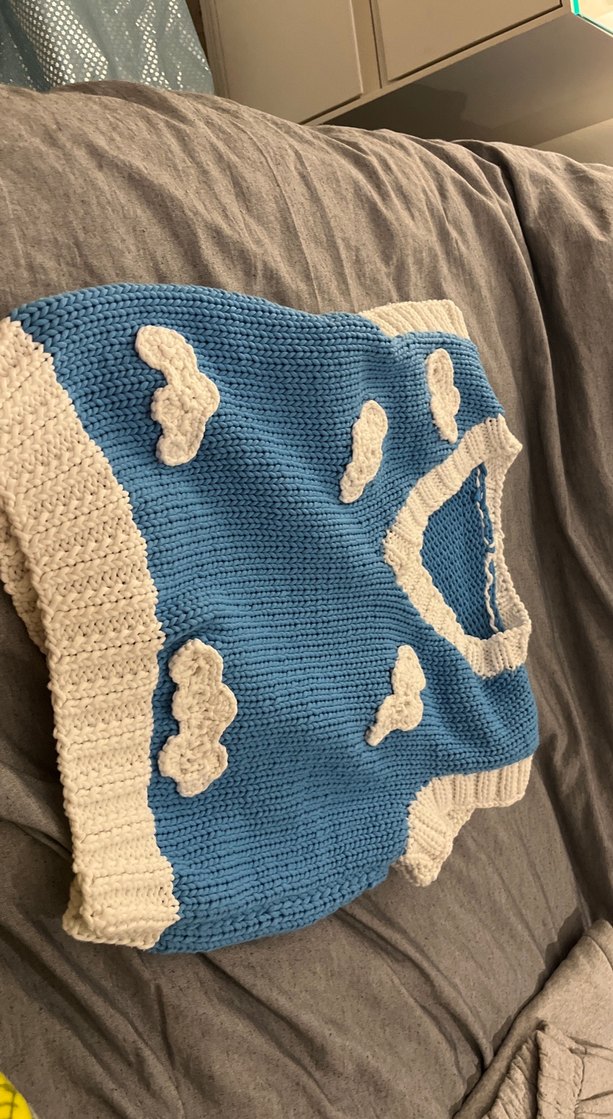 Mavi Bulut Desenli Erkek Çocuk Süveter - Görsel 4