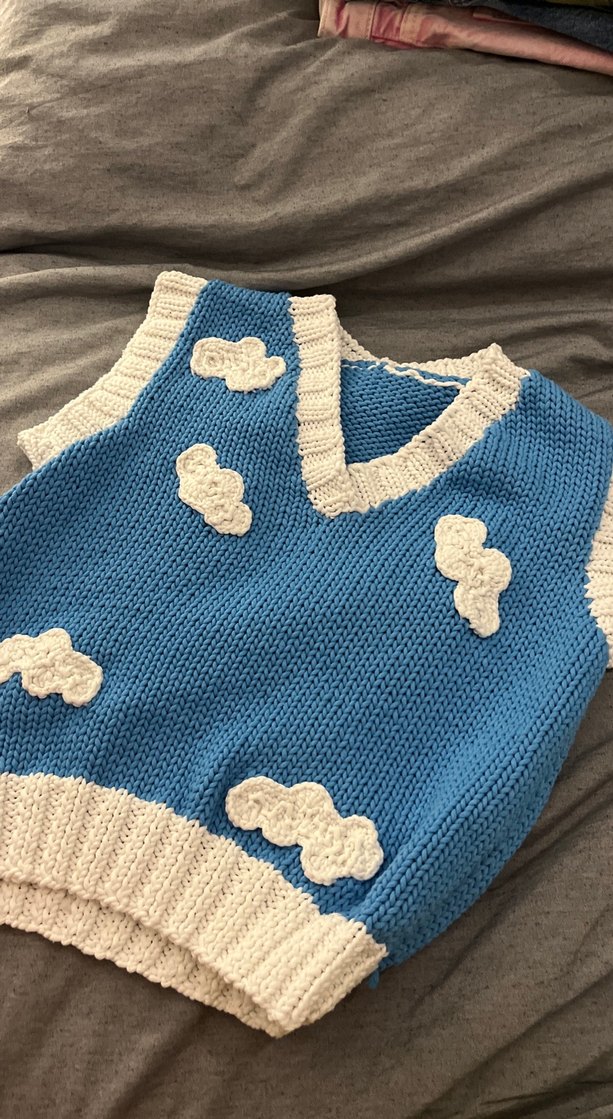 Mavi Bulut Desenli Erkek Çocuk Süveter - Görsel 2